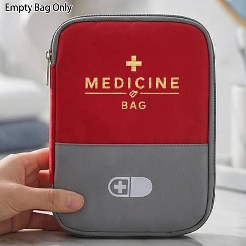 un botiquín portátil de primeros auxilios para uso en exteriores, con un diseño minimalista en y con doradas, diseñado para ayudar a los a mantener sus medicamentos para el uso , viajes y el hogar.
