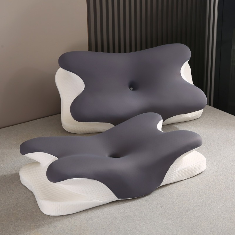 TEMU 2 Pack Shaped Contoured Sleep Pillow With Central Hole, Soft Breathable Lightweight Bed Pillow For Home Bedroom Daily Use For Couples