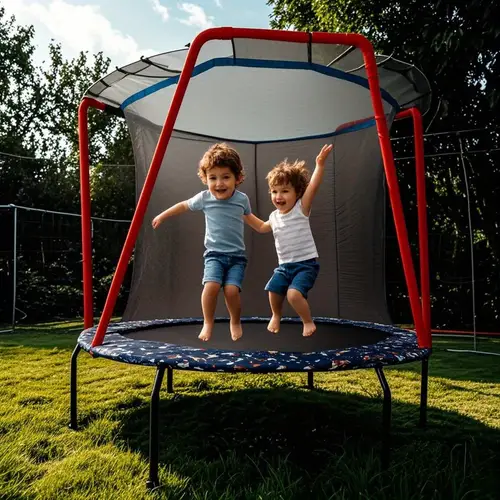 66 inch trampoline suitable for indoor and outdoor use featuring a high net and seamless design providing a safe and fun bouncing experience for toddlers its an ideal gift for sports activities and playtime for kids
