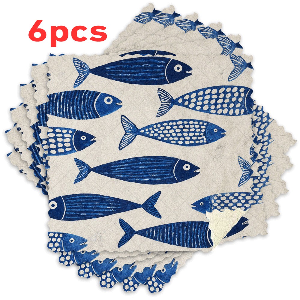 TEMU 3/6pcs Kitchen Dishcloths With Cartoon Designs, Reusable Cleaning Cloths Made Of Microfiber, Absorbent And Easy To Clean, Thick And Fleece Hand