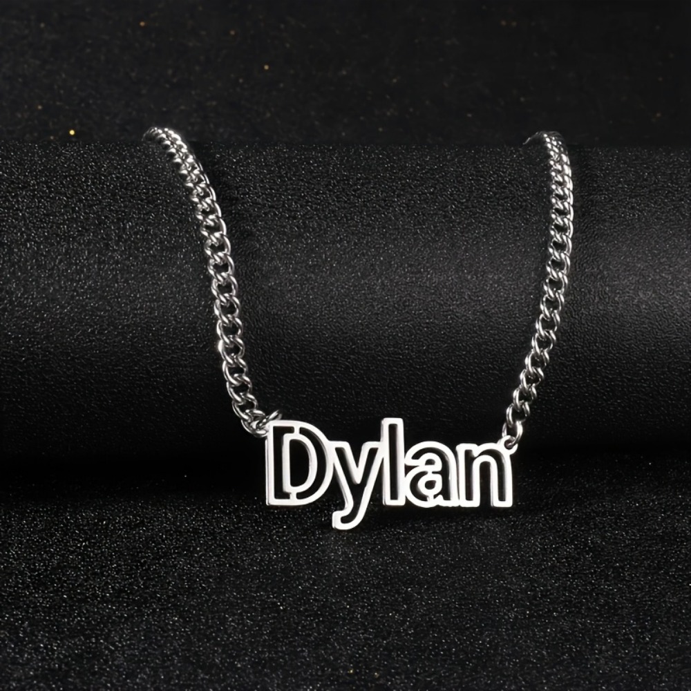 TEMU 1pc Personalized Name Custom Nk Necklace - Custom Letter Chain - Heavy-duty 201 Stainless Steel Pendant & Exquisite Link Jewelry - Unisex