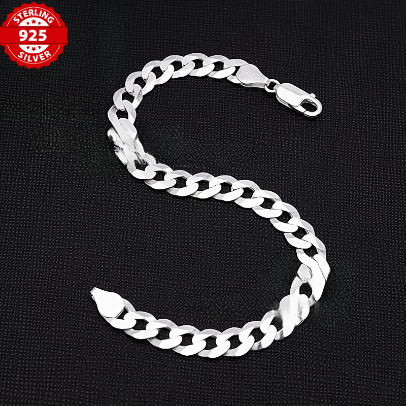 TEMU A Cuban Necklace Made Of 925 Silver, This Men's Fashion Piece Is A Chic And Bracelet With A Chain Pattern, Perfect For Gifting On Occasions Like