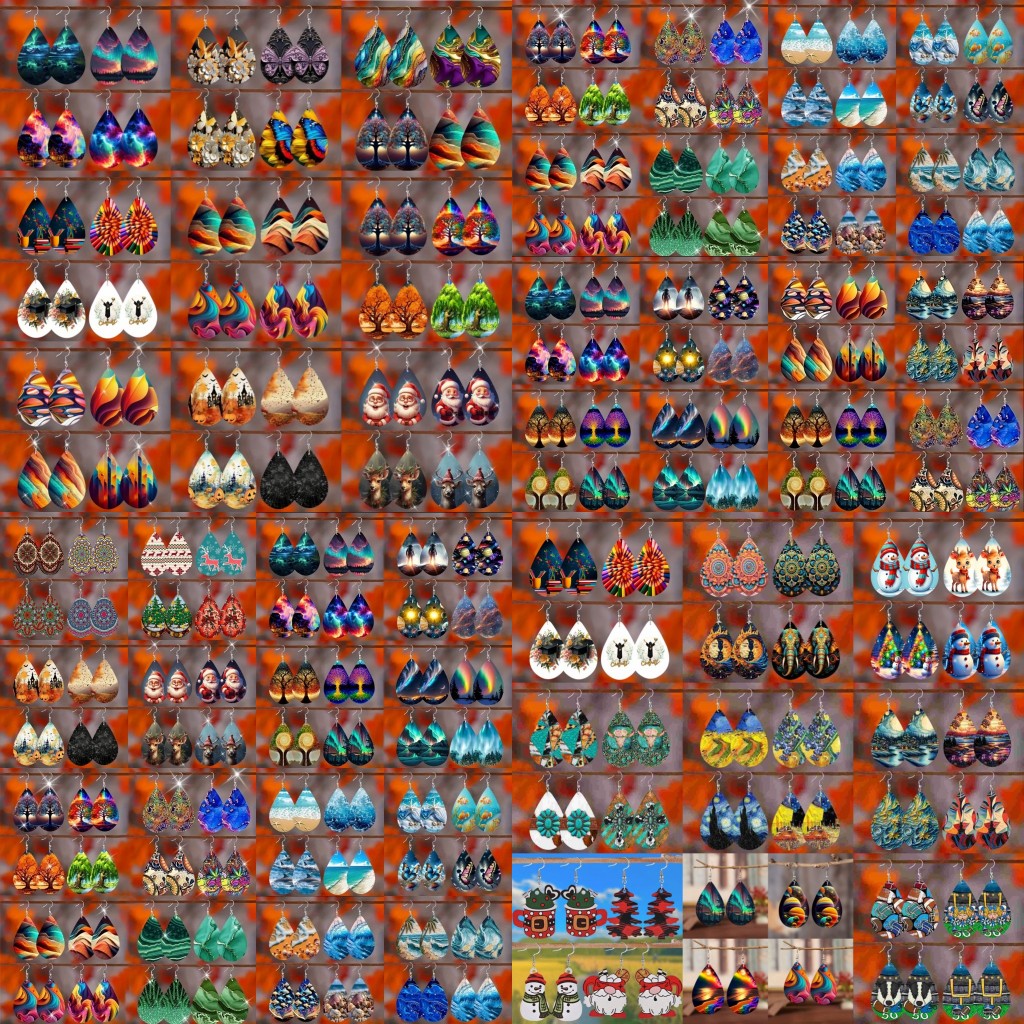 TEMU 8 Pairs Women's Bohemian Wood Drop Earrings - Vibrant Designs For Casual Attire & Party Events, Lightweight Alloy Hooks, Year-, Quirky Earrings