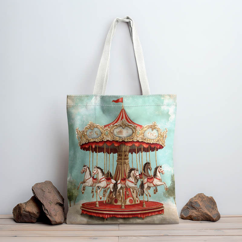 TEMU 1pc Bolsa de lona con tema de , estilo casual con correa de fija, bolso de plegable y reutilizable para compras, viajes y trabajo, cierre