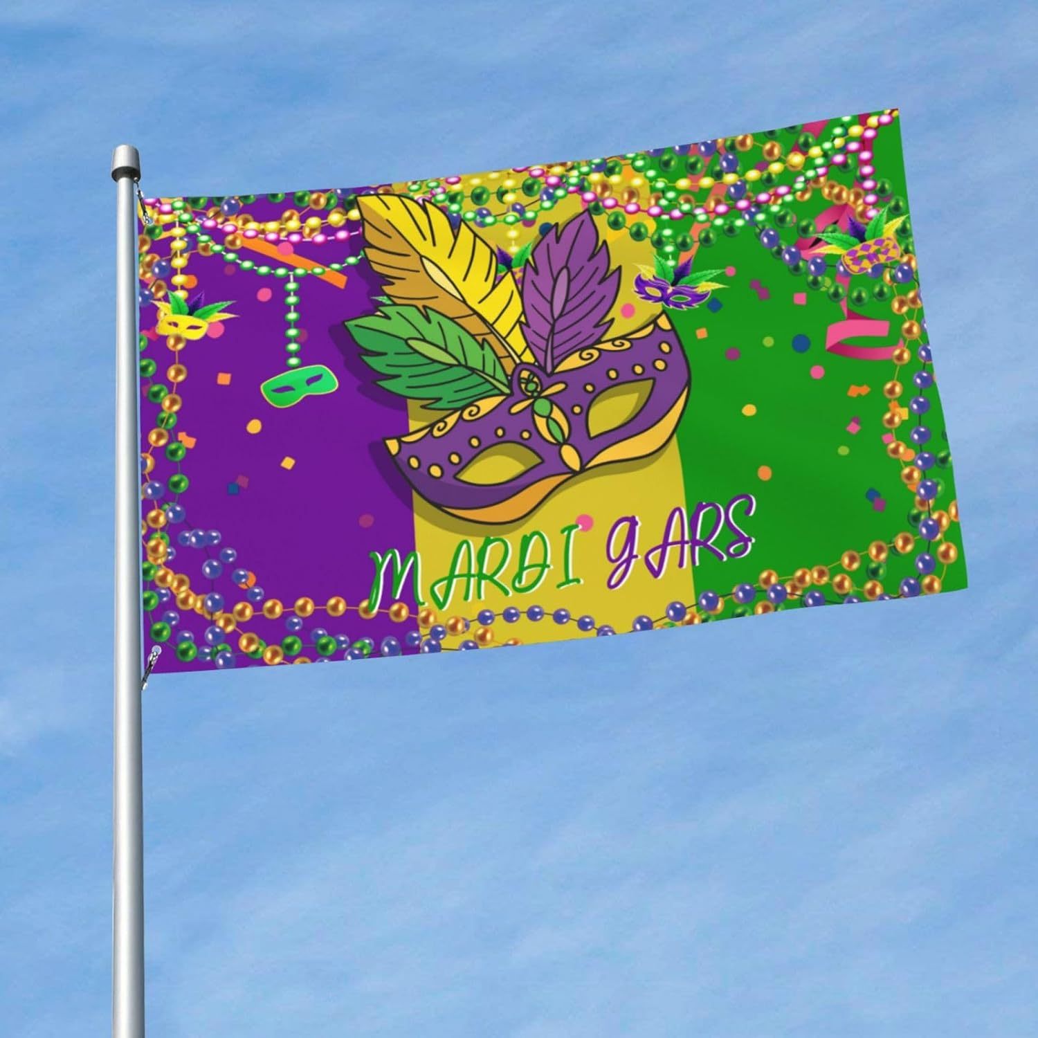 

Mardi Gras Flag - 3x5ft, Polyester, Welcome Easter & Home Decor Banner For Indoor/outdoor Use