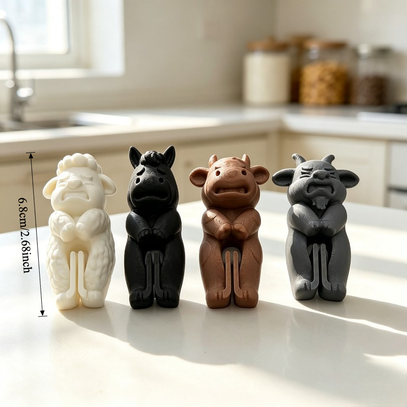 TEMU Pinzas para bolsas de snacks con forma de animal, 4 piezas, pinzas para sellar alimentos, con diseños de oveja, caballo, vaca y , pinzas para