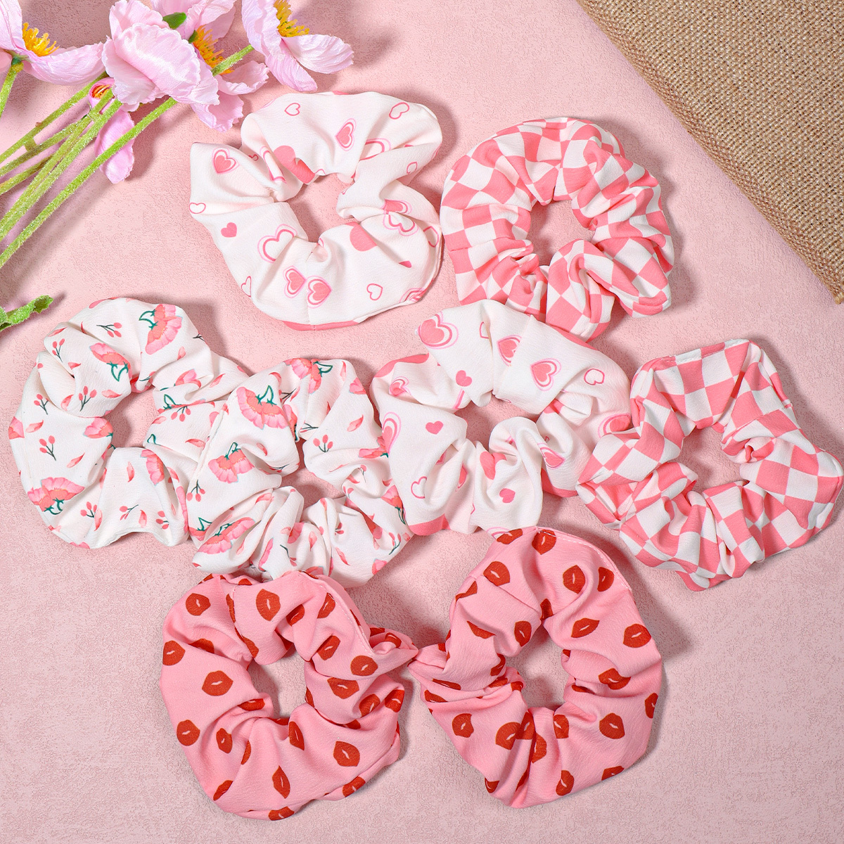 

4pcs Valentine's Day Soft Fabric Hair Bands, Perfect Gift For Women And Girls, Valentines Day Gifts