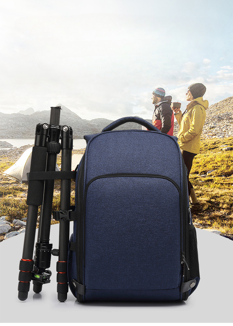 professional photography backpack durable nylon camera bag with tripod pouch lens compatible outdoor digital camera case   in black blue red details 0