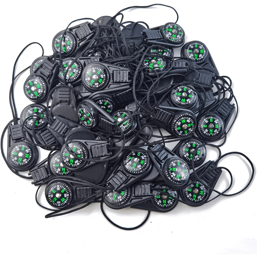 25pcs Mini Black Survival Compasses for Outdoor Adventure