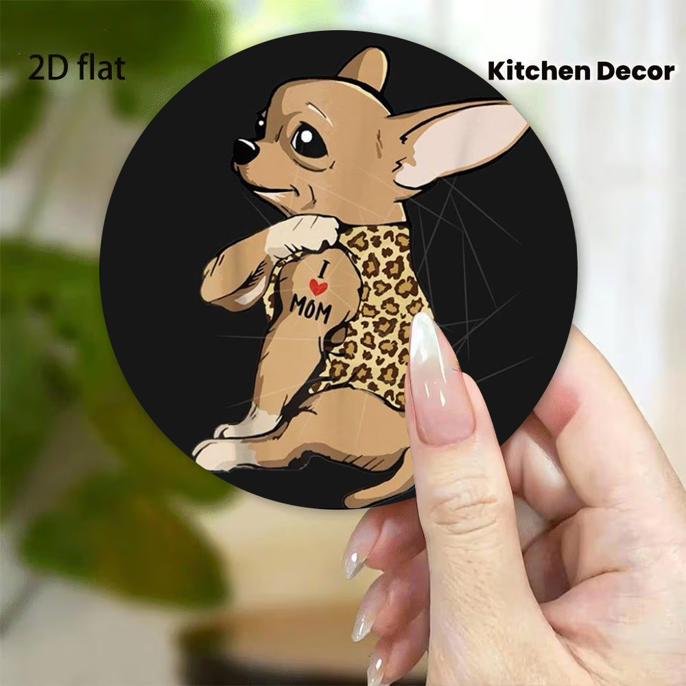 Cute Chihuahua Refrigerator Magnet Cartoon Animal Magnet Decoration Kids Room Magnetic Sticker Office Message Board Fridge Decorative Sticker Magnet Holiday Gift Cartoon Fridge, 2d Flat