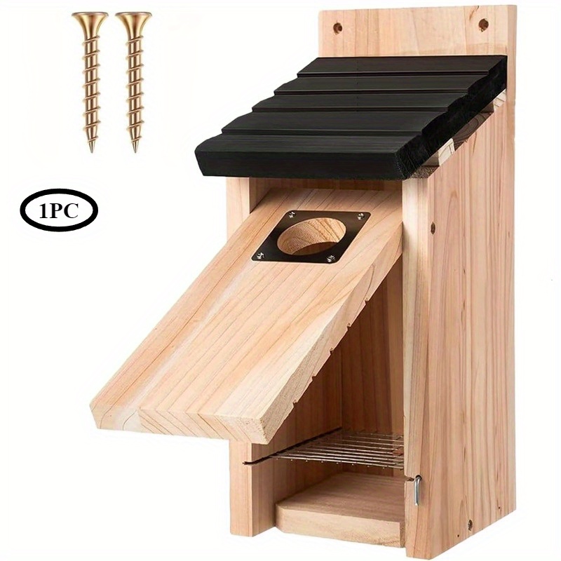 Cedar Bluebird Box Houses For Outside, 1-1/2'' Entrance Hole Wooden Bird Houses With , Secure Latch, , Air Vents For Bluebird Swallow(1pack/2 Pack)
