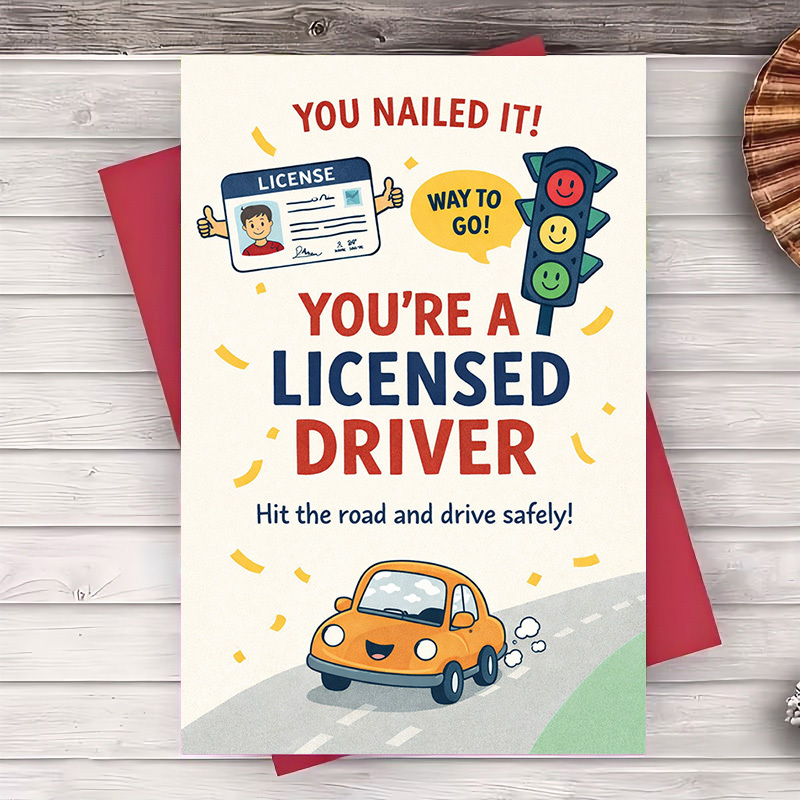 TEMU (one Envelope And 1 Greeting Card)licensed Driver Congratulations Card For New License Celebration Gift For Coworkers Graduation Passing Test