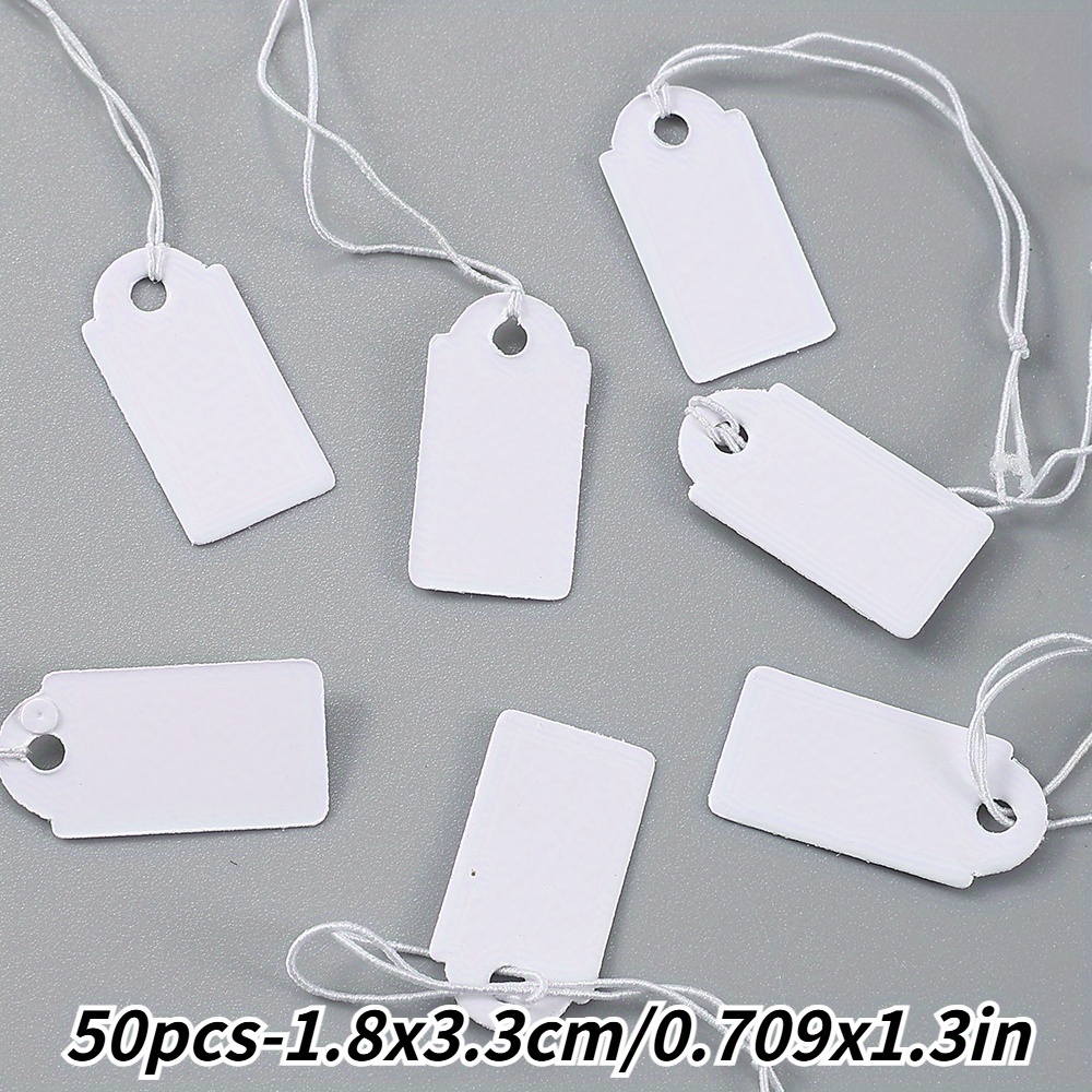 TEMU 50pcs 1.3x2.6/1.8x3.3cm Elastic Cord Jewelry Display Tags, Random Color Multiple Sizes Double-sided Paper Labels For Jewelry Pricing, Clothing