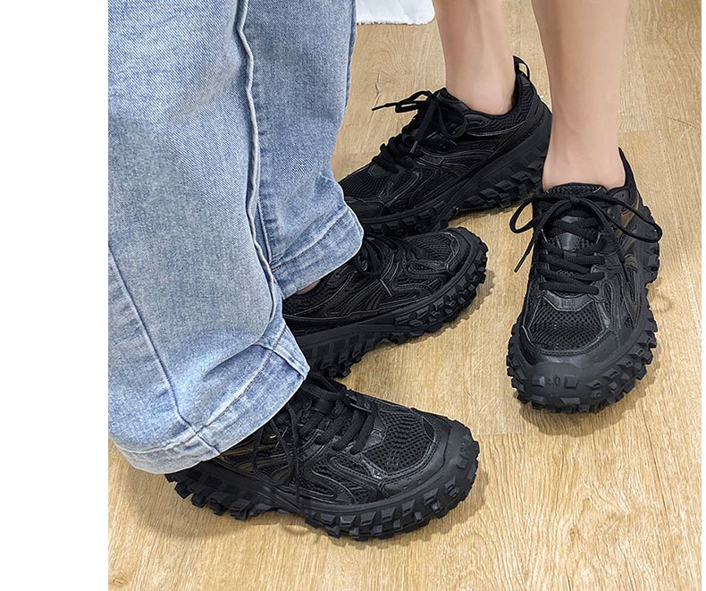 Men's Chunky Platform Jumbo Sole -Style Tank Shoes - Upper & Thick Rubber Outsole, Lace-Up Boots for Casual, Outdoor, for all-Terrain Traction - Heavy-Duty Comfortable Footwear