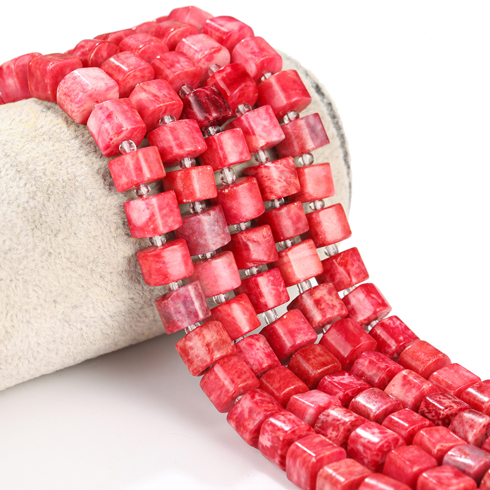 Natural Stone Red Jasper Barrel Beads for Jewelry Making