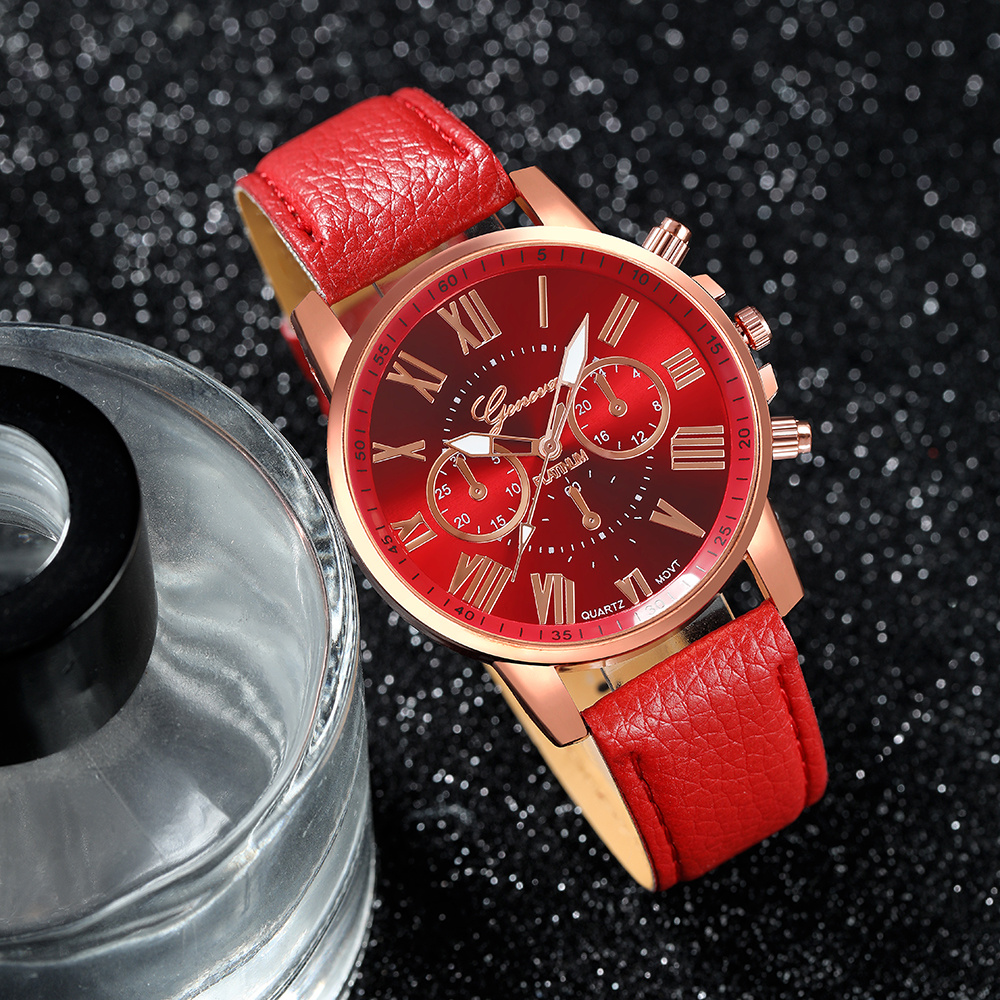 6 stuks MSCXDK Nieuwe Dames Business Luxe Mode Quartz Horloges, Ronde Wijzerplaat, Quartz Uurwerk, voor Dagelijks Gebruik en Formele Gelegenheden Polshorloge, Verjaardagscadeau, Jubileum, Afstudeercadeau - Luxe Design, Modieus Exquise, Feest, Valentijnsdag