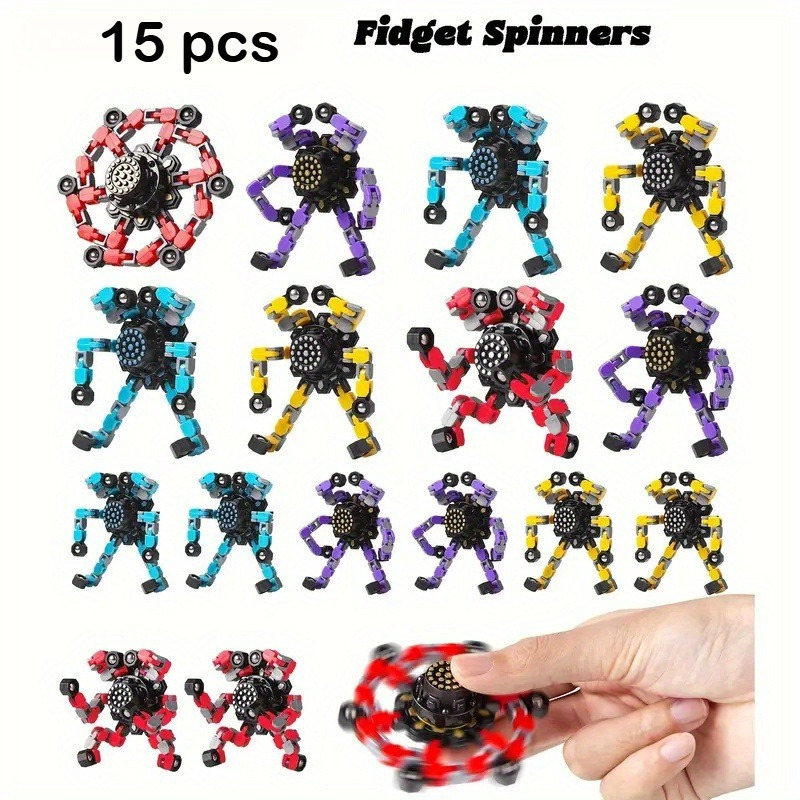 

15pcs Colorful Deformable , Chain Fidget Spinner Robot Holiday , , Pressure Reducing Rotating Gyroscope