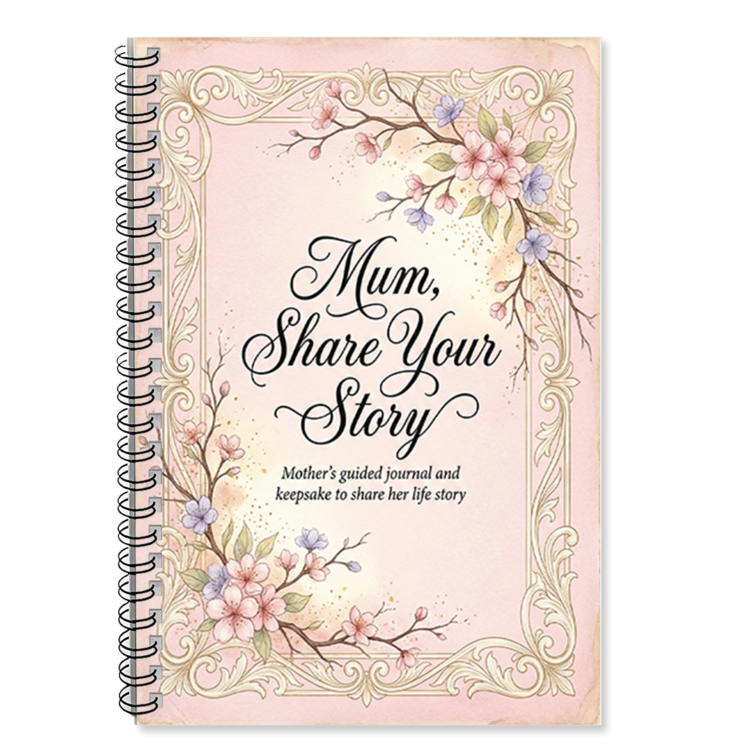 TEMU 1 Mother's Day Themed "mum's Story" Journal - Elegant Design With Intricate Floral Patterns And , Cover "mum, Share ", Spiral Binding, For