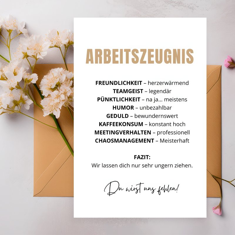 E-shop Eine humorvolle deutsche Abschiedskarte mit Umschlag, ideal für Jobwechsel, Ruhestand oder . Ein tolles Geschenk für Freunde, Geschwister,