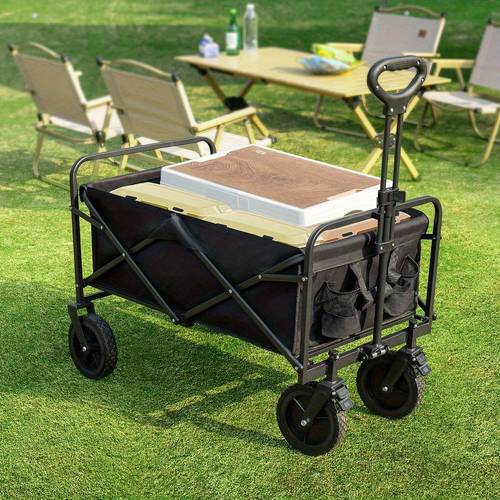 680lb capacity heavy duty all terrain folding cart stainless 600d oxford fabric foldable utility wagon for camping gardening beach shopping no black garden tool carrier durable wheel design