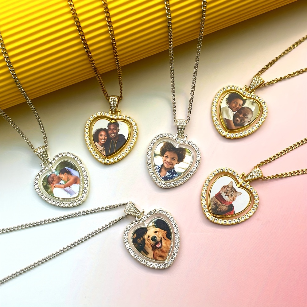 

Customized Photo Heart Necklace, Elegant Pendant Design Charm Personality Versatile Jewelry Ideal Gifts For Women