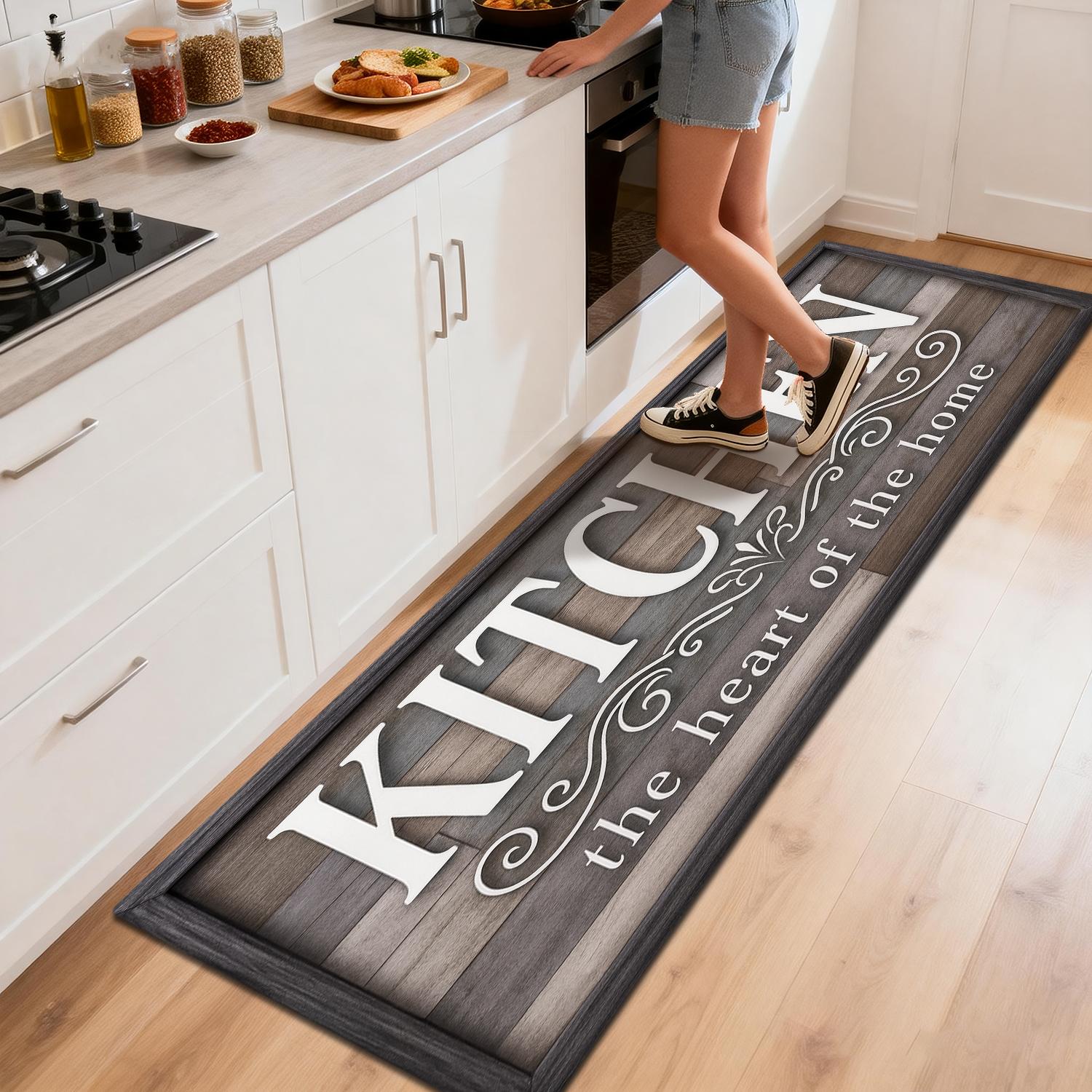 TEMU 1 tapis de cuisine, panneau de cuisine à cadre en bois, décoration intérieure, paillasson d'entrée de buanderie, tapis de sol absorbant