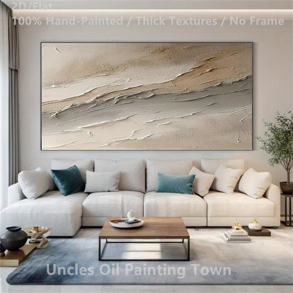 Hand-Painted Abstract Wall Art - Thick Textures, Vibrant Colors, Frameless Modern Canvas Painting for Living Room, Bedroom, Study - Unique Contemporary European & American Style Home Decor, Large Murals, Aesthetic Room Accent, Bedroom Artwork, Minimalist Design, Highquality Finish, Textured Artwork, Interior Designers, 2D Flat