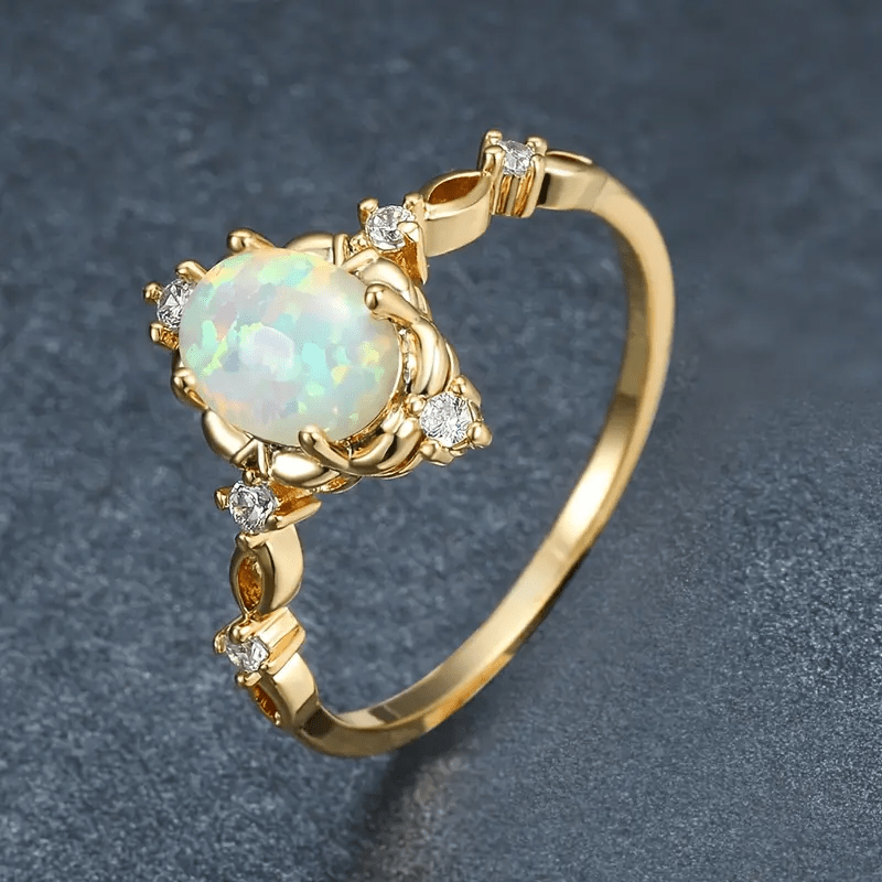 Artificial Wedding Ring Set, 14K Golden Plated Copper Engagement Ring