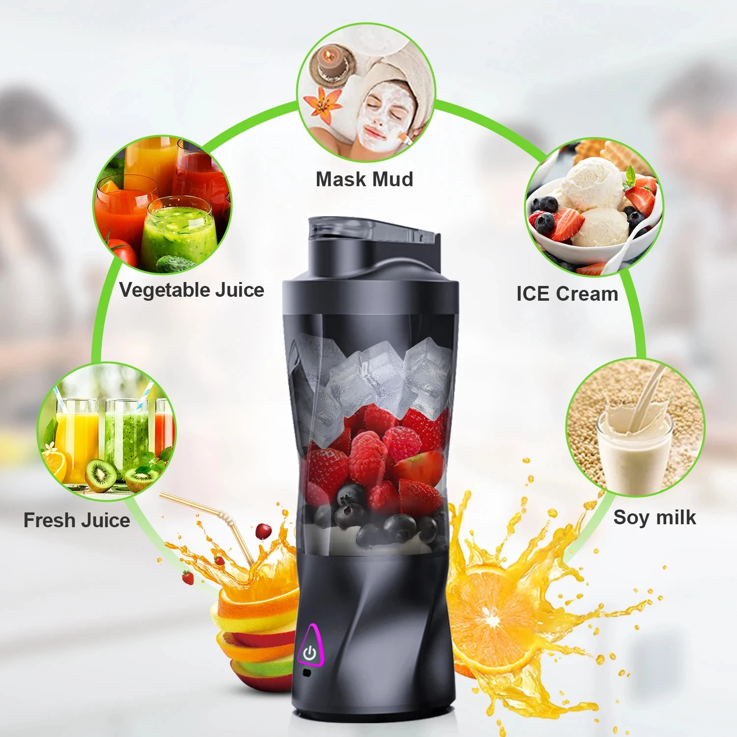Portable Electric Juicer | 700ML Multifunctional USB Rechargeable Shake and Smoothie Mixer with Outdoor Mixing Cup, Stainless Steel Blades, Lithium Battery-18650 Series