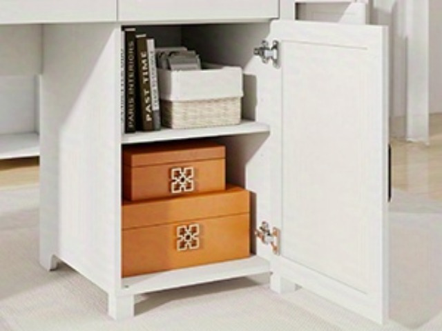 67h   with storage cabinet 5 drawers wooden office table computer desk with charging station sliding barn doors   office desk for home office study white Product details 4