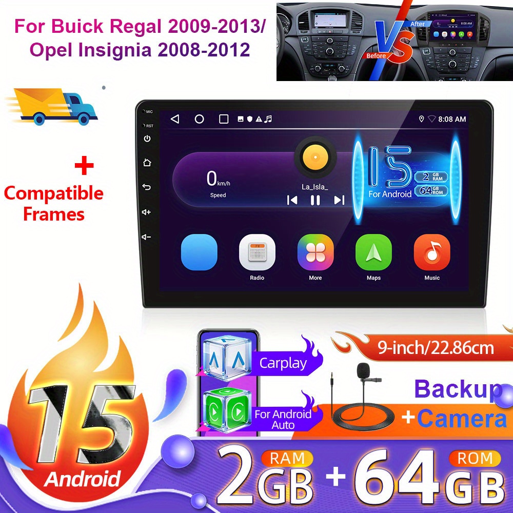 Image of 2+64g 9 Inch 15 Car Radio For 2009-2013/ 2008-2012 (frame Included) With Rear View Camera, Hd Touchscreen Radio With Auto Wifi Gps Eq Swc Fm + Canbus
