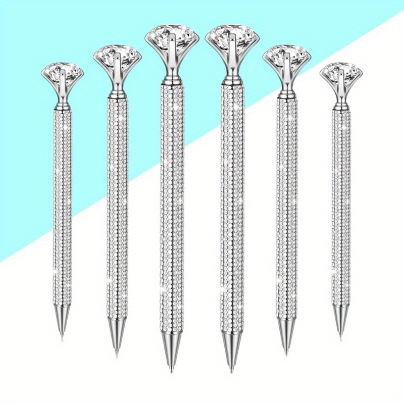 

6pcs Diamond Pen With Metal Ballpoint Pen Sparkling Water Diamond Pen Metal Ballpoint Pen