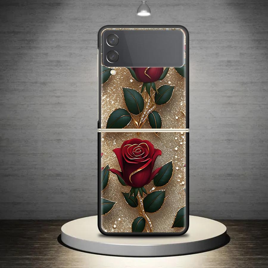 TEMU Phone Case - Case For For Z Flip 5g Hard Cover Metal Rose