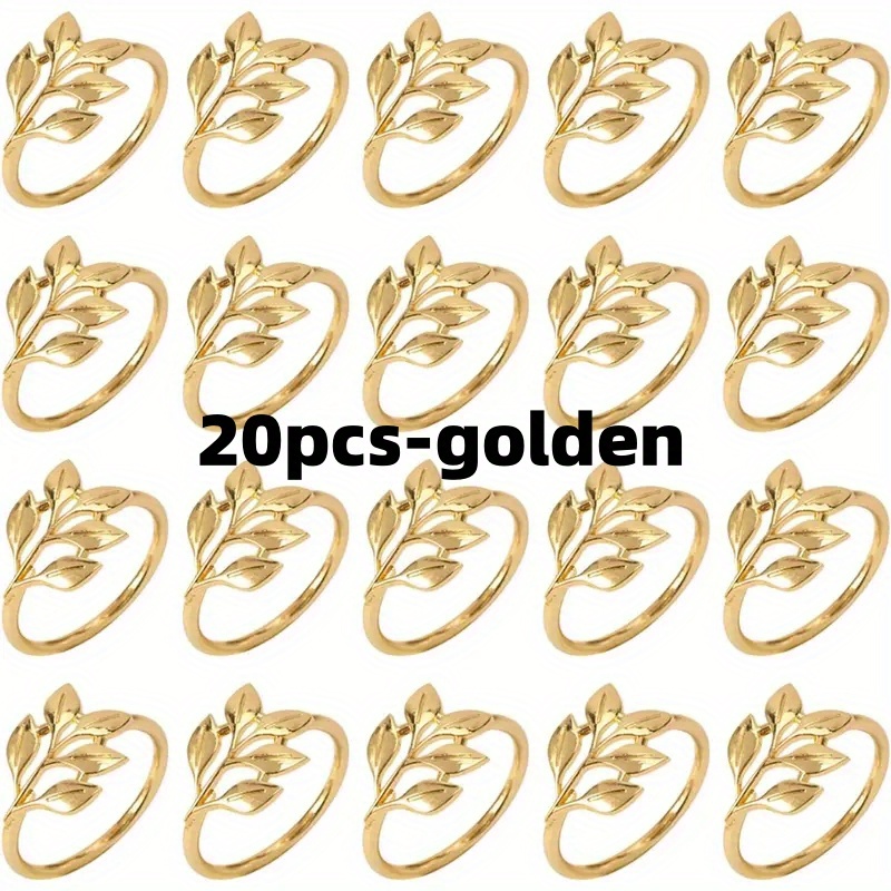 E-shop 20 Stück Goldene Wiederverwendbare Serviettenringe - Glatter Rand, Leicht zu Reinigen, Langlebig Vielseitig - für Hochzeit, Party, Feier,