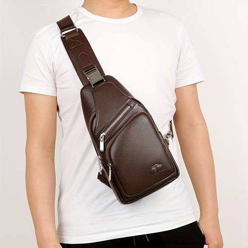 high end luxury leather mens vintage leather chest bag large capacity shoulder bag with multi pockets closure ideal for daily commuting travel stylish durable large bag for travel travel bag large new in men
