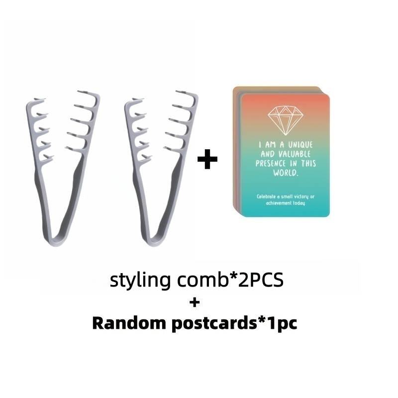 Image of 2pcs Fluffy Texture Hairbrushes And Random 1pc Postcard - , Fine Tooth Design Suitable For All Hairstyles (straight/wavy/spiral Curls), Anti-slip Fixed Structure, Comfortable Grip, Fluffy Tooth Design