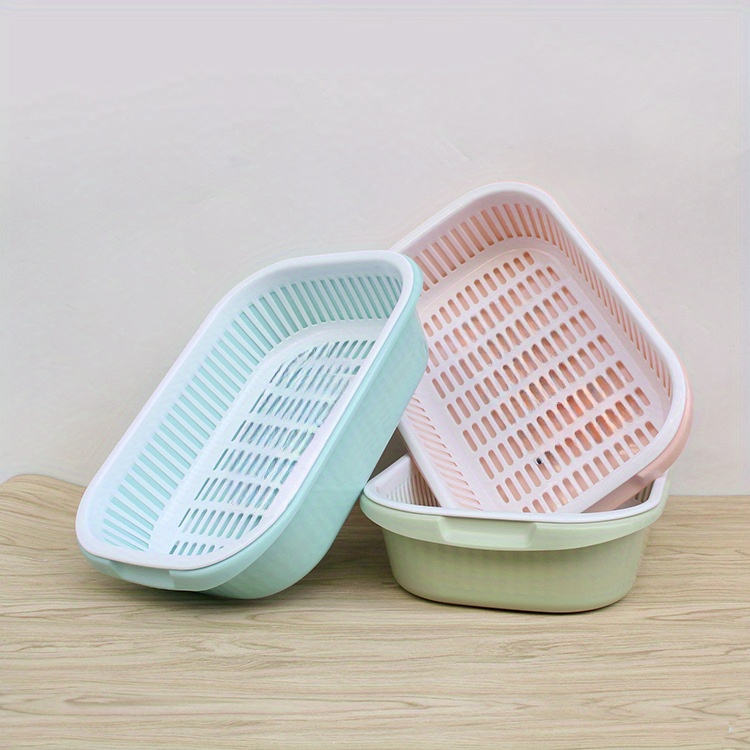 thickened   inches household fruit drain basket vegetable basket two piece set of multi functional vegetable drain basin shelf baskets Product details 0