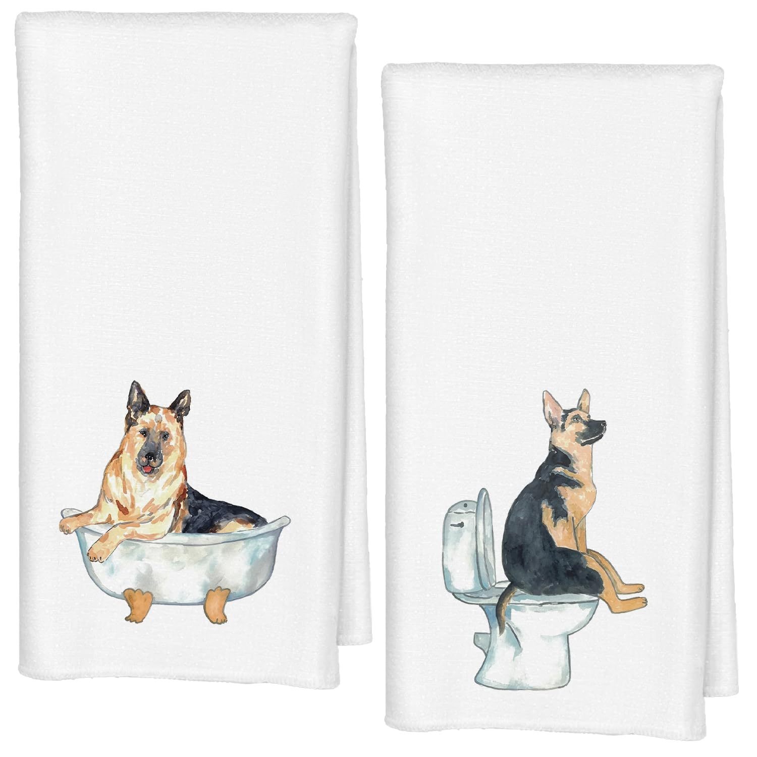 

German Shepherd Dog Towels 2 Sets, German Shepherd Ladies Men's Gift, German Shepherd Decorated Bathroom Hand Towel, German Shepherd Bathroom Hand Towel, Dog Bathroom Decoration, 18 X 26 Inches