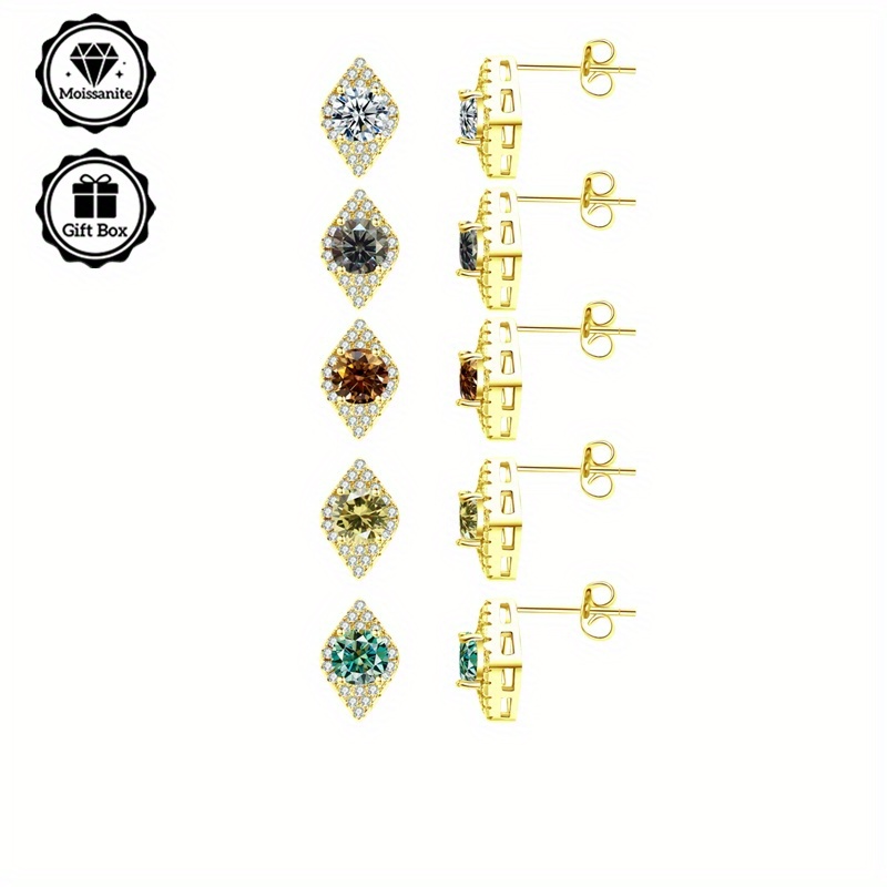 Minimalist Eye-Shaped Moissanite Stud Earrings Set