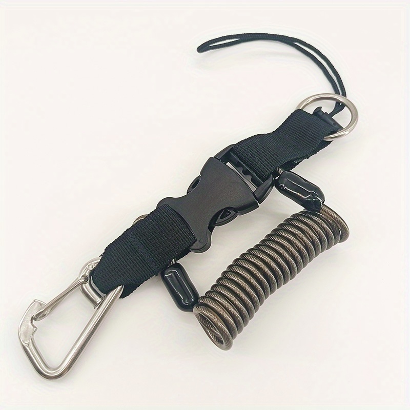 TEMU Accessorio a spirale per immersioni, clip in acciaio inossidabile 304 resistente, cavo a spirale anti-smarrimento, gancio a sgancio