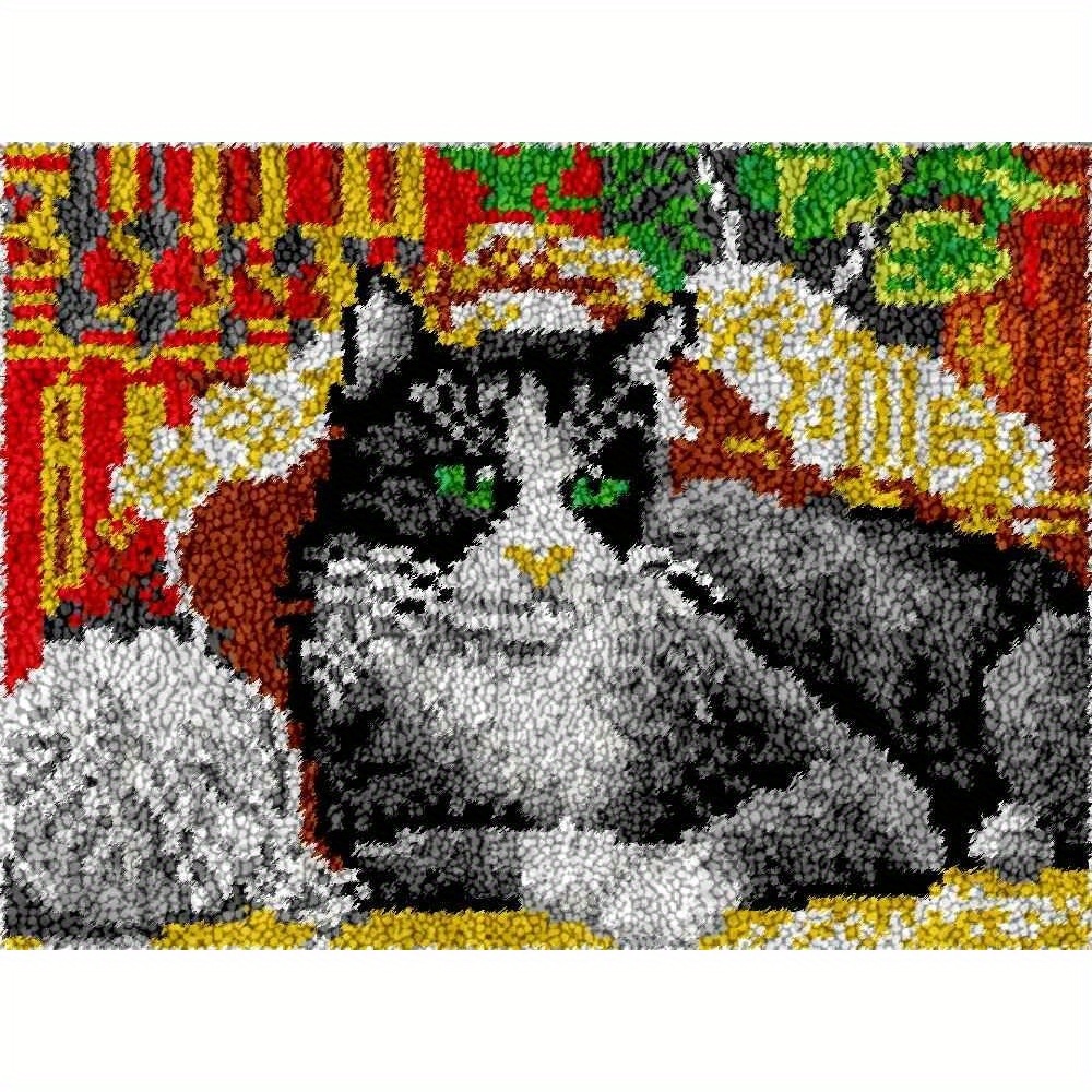Latch Hook Rug & Cushion Making Kit with Cat Design