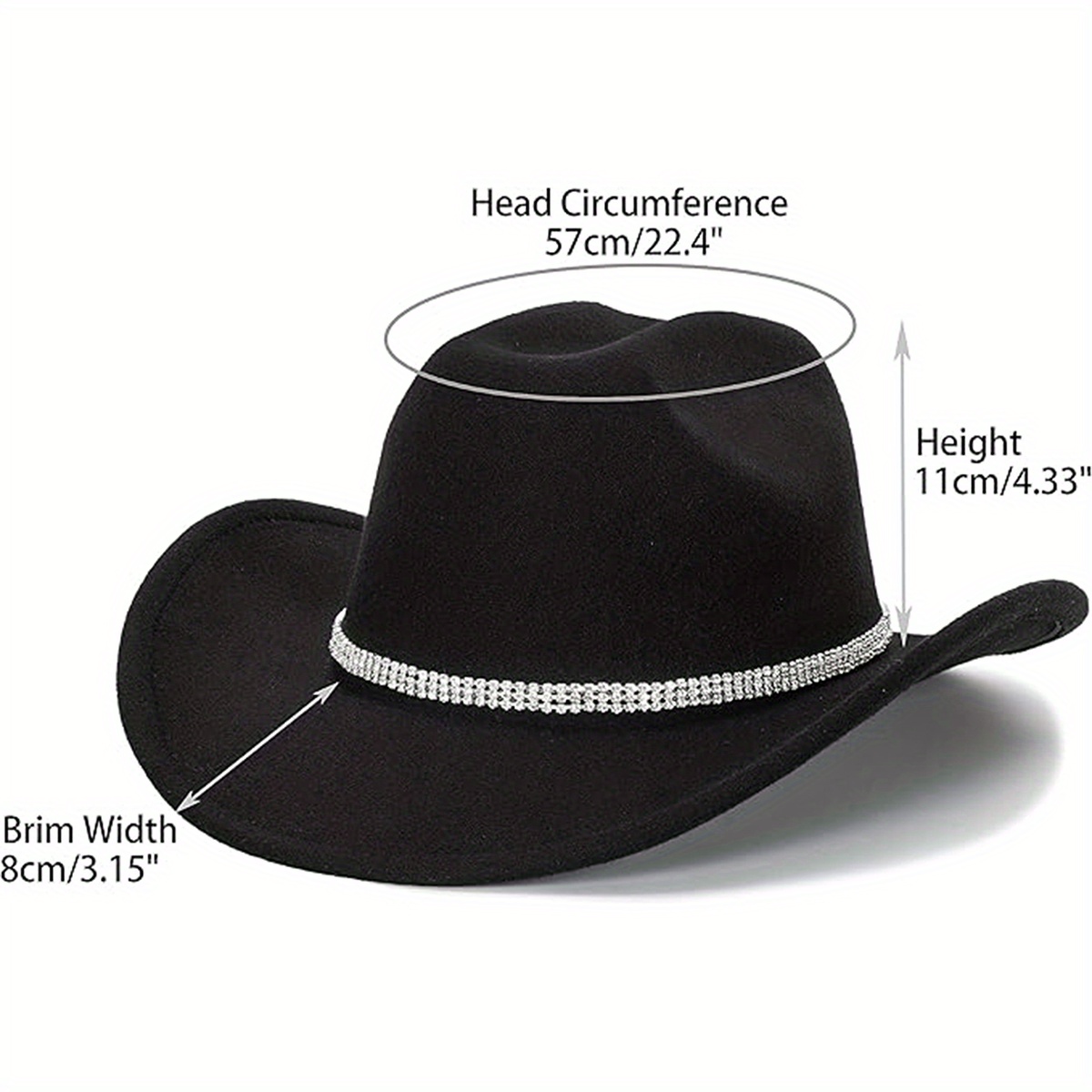 unisex western felt cowboy hats classic roll cowgirl wide - Temu display picture 1