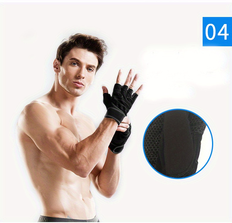 1 Pair Unisex Sports Gloves - Breathable Half-Finger Design with Hook-and-Loop Closure, Durable Knit Fabric for Cycling, Fitness & Outdoor Activities (Black), Cycling Accessories, Gym Essentials, Adjustable Fit, Comfortable Fit, Gym Goers