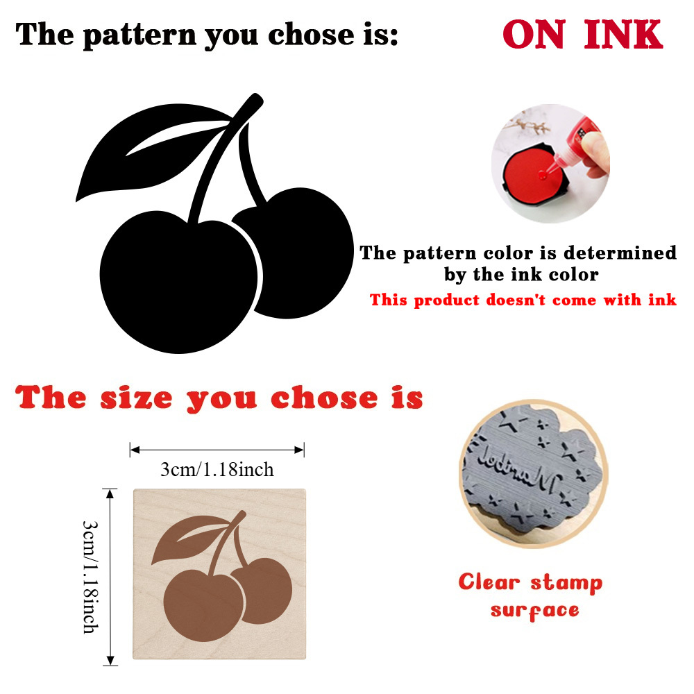 Cherry Wood Rubber Stamp for Journals and Cards