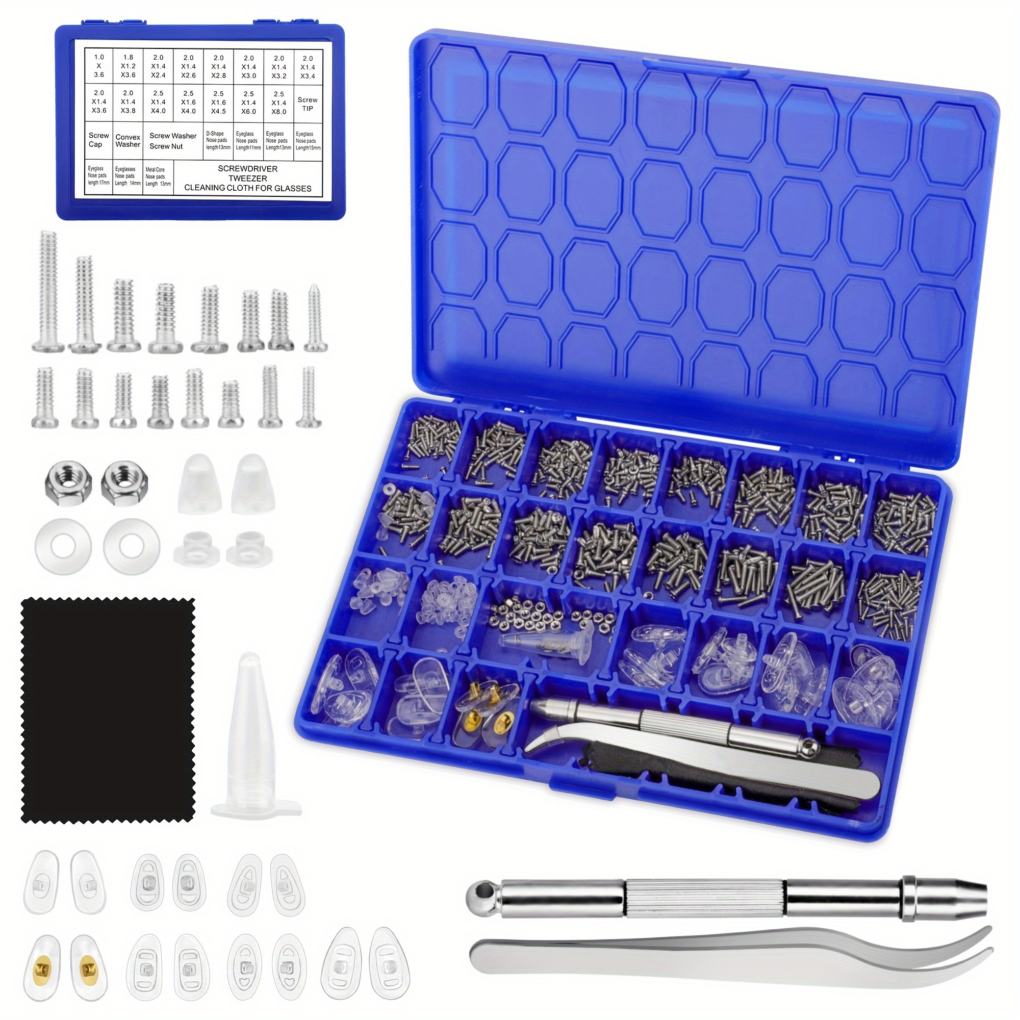 Glasses Repair Kit, 32-compartment Eyeglasses And Sunglasses Screw Set, Precision Screws With Screwdriver And Nose Pads For Frame Repair