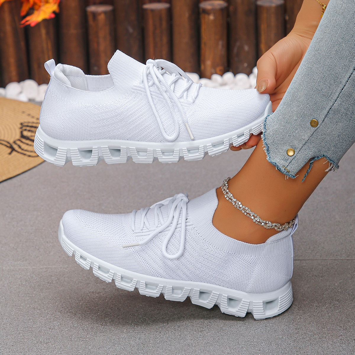 TEMU Minimalist Lace-up Platform Casual Sneakers - Ideal For Gatherings And Daily , A Stylish Look All Day Long, Women Shoes