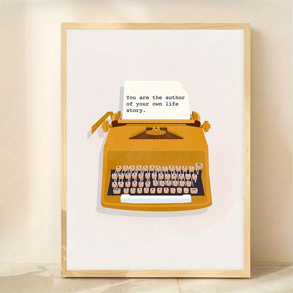 TEMU 1pc Vintage Typewriter Wall Art Poster - "you Are The Of Your Story" Frameless Canvas Print Suitable For Home Office, Bedroom, Living Room -