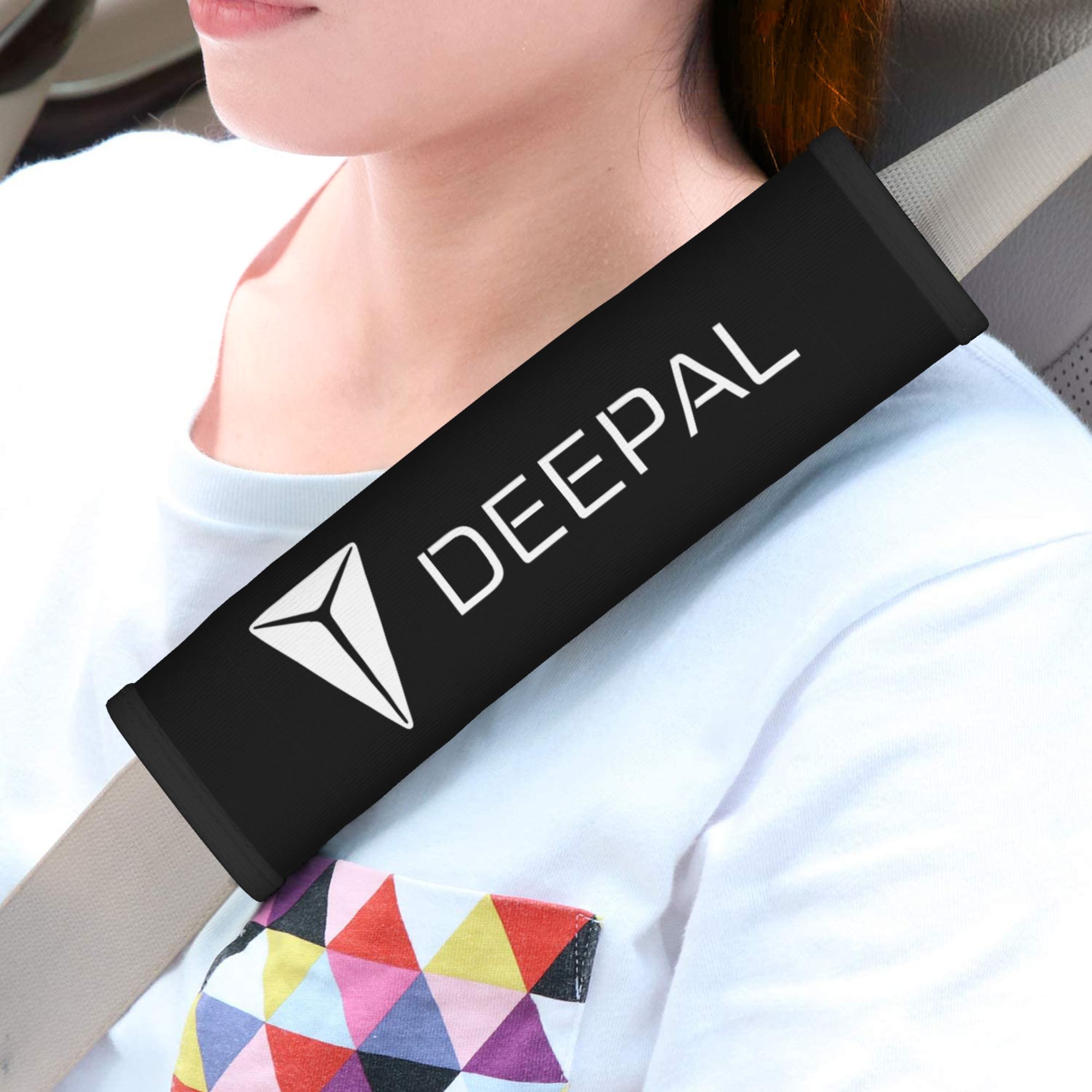 TEMU 1pc Deepal Auto Car Seat Belt Cover With Deepal Logo Print - Soft Protector Suitable For Backpacks & Seat Belts, Multi-functional Shoulder Strap
