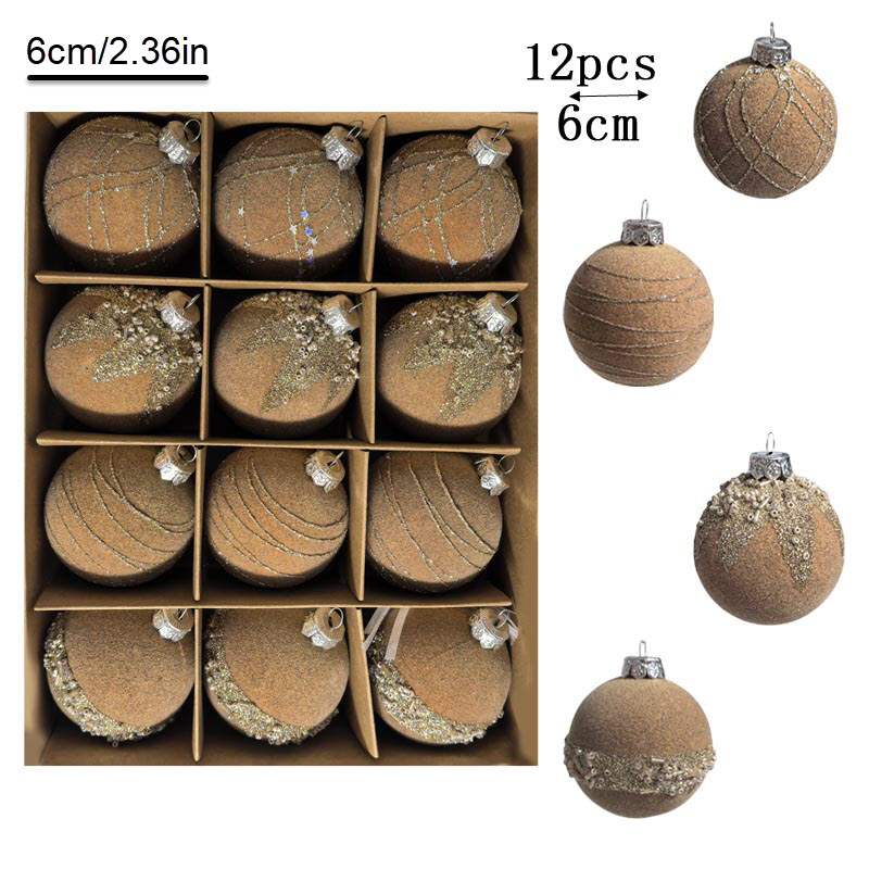 TEMU 12pcs Velvet Christmas Tree Ornaments, Flocked Christmas Ball Decorations, 6cm/2.36inch Balls Ornaments For Xmas Tree Holiday Wreath Garland