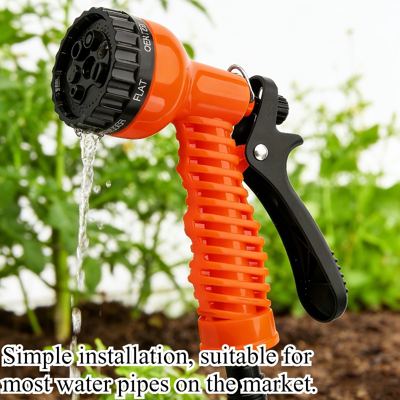 Pistola de agua de jardín de alta presión de 1 pieza con boquilla ajustable, multiusos para riego de jardinería, lavado de coches y limpieza de patio. Diseño duradero y ligero, agarre ergonómico antideslizante naranja y , conexión roscada universal para fácil instalación. Adecuada para diversos